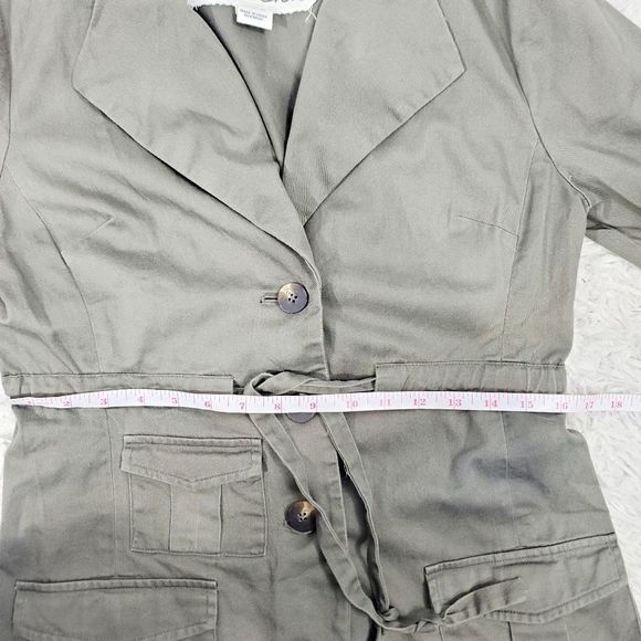 Anthropologie  Tabitha army military green button down belted tie jacket size 6 - Picture 5 of 13